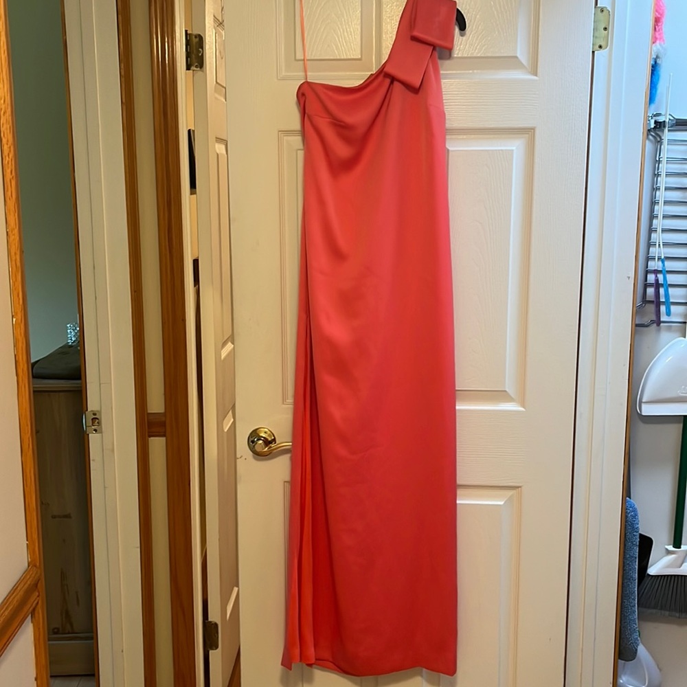 One Shoulder Coral Dress — great for summer! Never been worn.